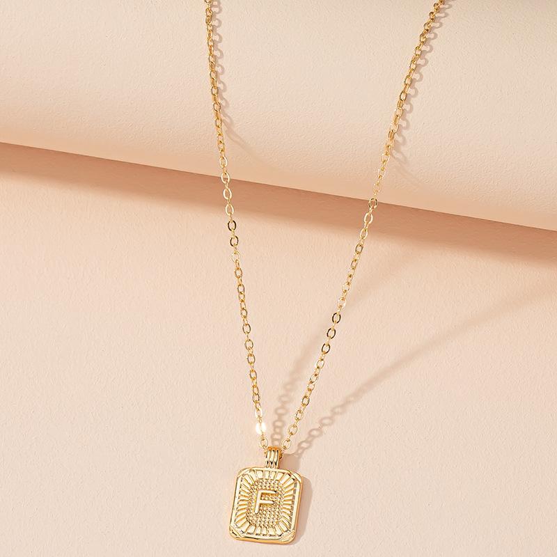 Square Brand 26 English Letter Necklace Hip-hop Necklace Ins Style Female European and American Design Sense Clavicle Chain