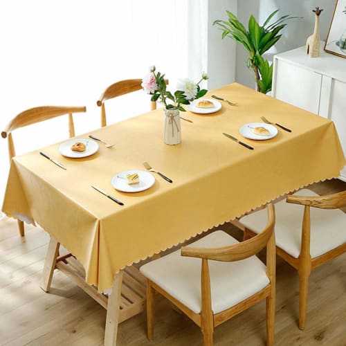 

Stylish Nordic-inspired tablecloth, made of water-repellent PVC, rectangular, stain-resistant, washable, and perfect for home and commercial use. Mult