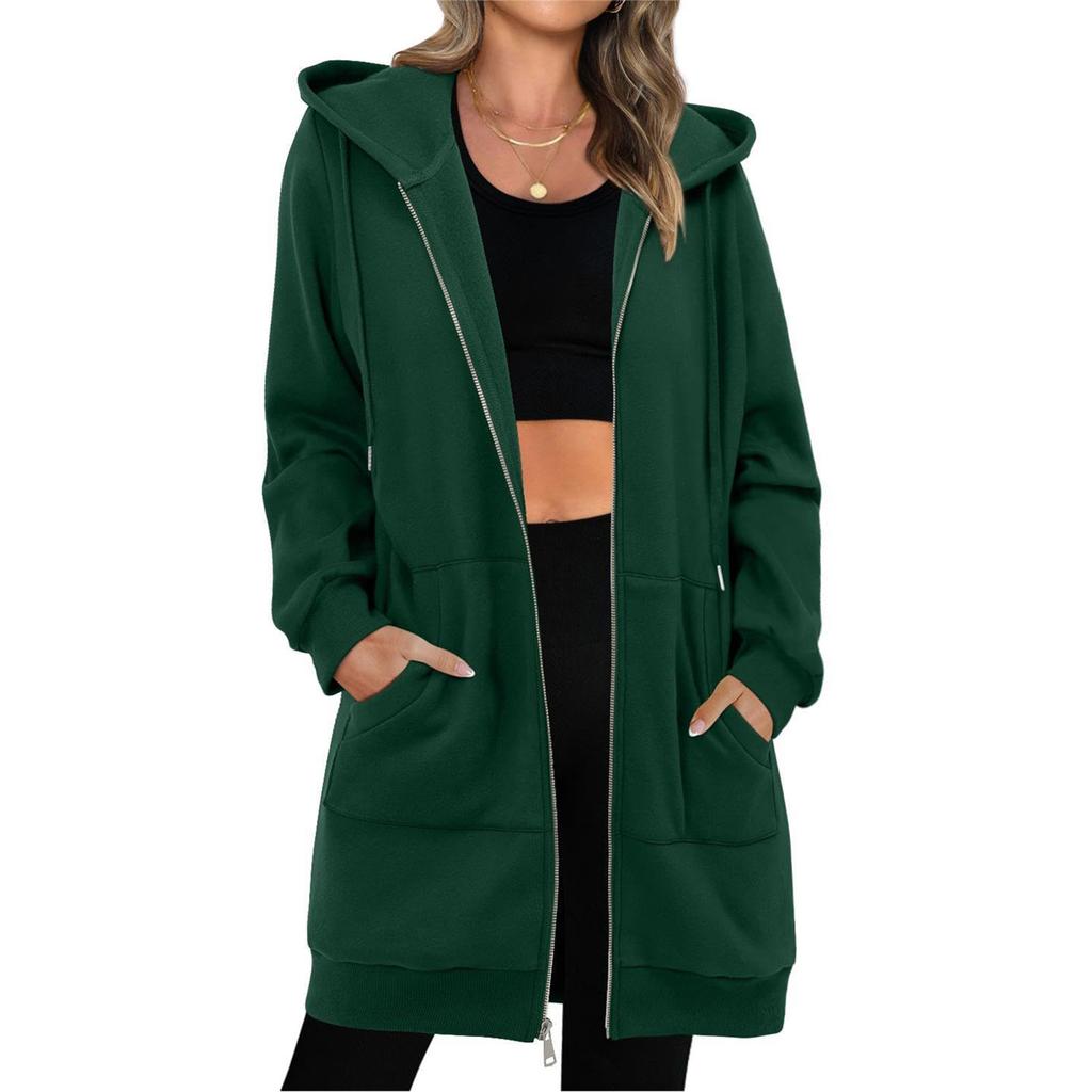 Women's Fashion Zipper Jacket Lightweight Oversized Hoodie Casual Sweatshirt With Pockets