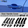 Cars Accessories Door Handle Cover For Honda Civic 10th Gen 2016- Carbon Fiber Glossy Black Car Decoration Styling Upgrade