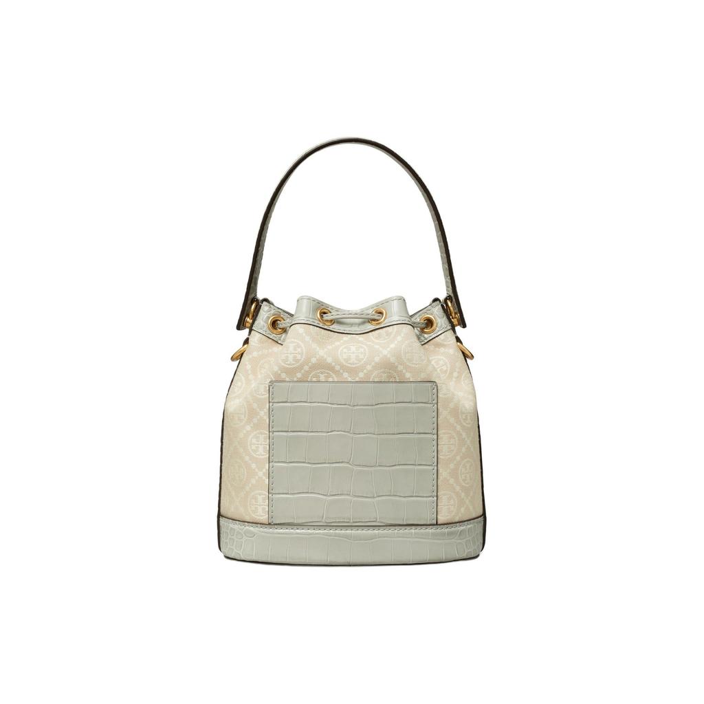 Tory Burch T Monogram Year Of The Dragon Capsule Collection Removable Decorative Pendant Drawstring Closure Fabric And Leather Bucket Bag 159232-020