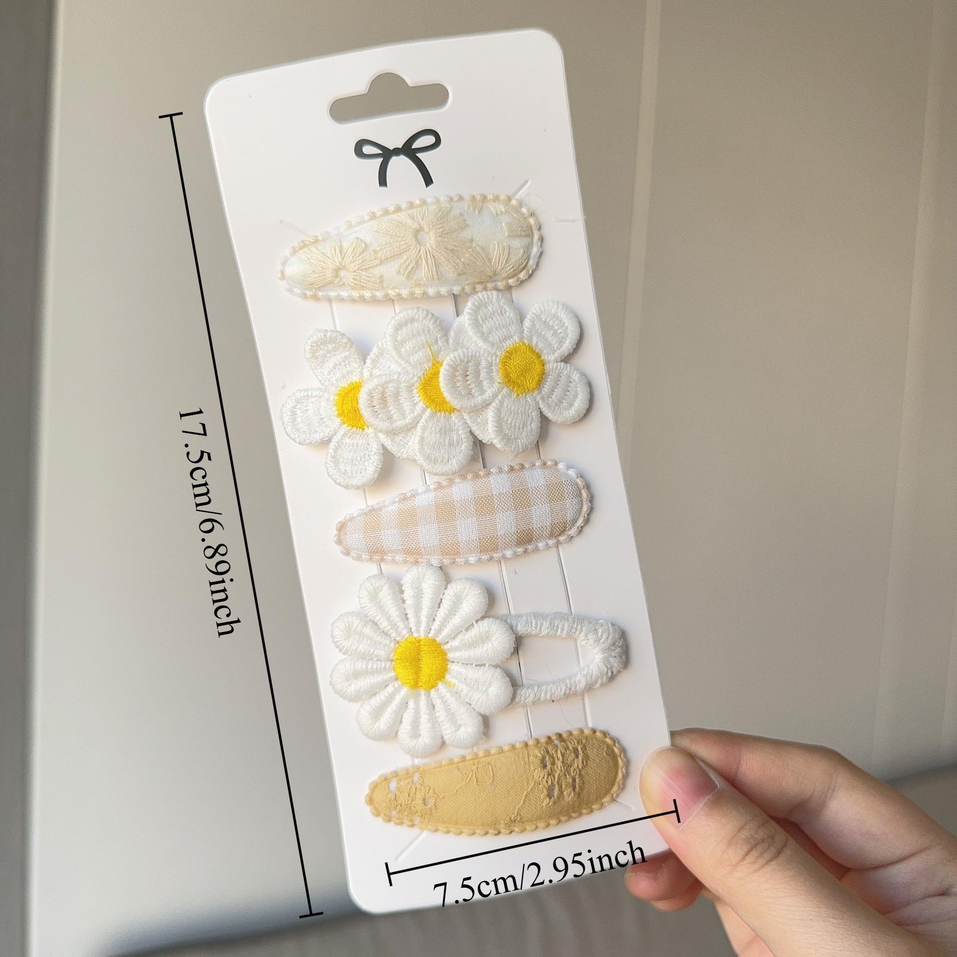 

5Pcs Floral Lace Hair Clip Set Sweet Fabric Barrettes for Girls & Women Non-Slip Hair Accessories for Daily & Party Use