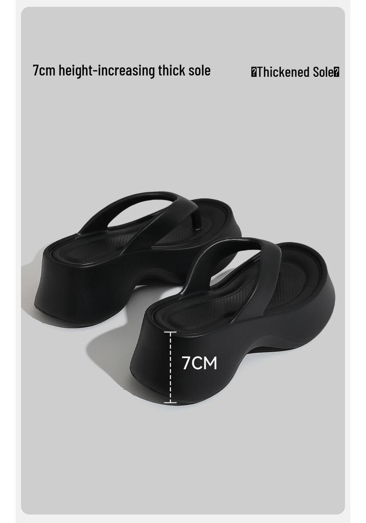 Women's 7CM Thick-Soled Flip-Flops, Arch Support, Non-Slip, Beach-Ready Fashion Sandals