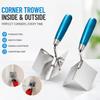 2Pcs Stainless Steel Drywall Corner Trowel with Soft Grip Handle Interior Exterior Corner Blades Ergonomic Anti-Slip Rubber Handle Masonry Corner Tool