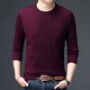 Men's Sweater Knitted Sweater Solid Color Striped Jacquard Round Neck Long Sleeved Base Top