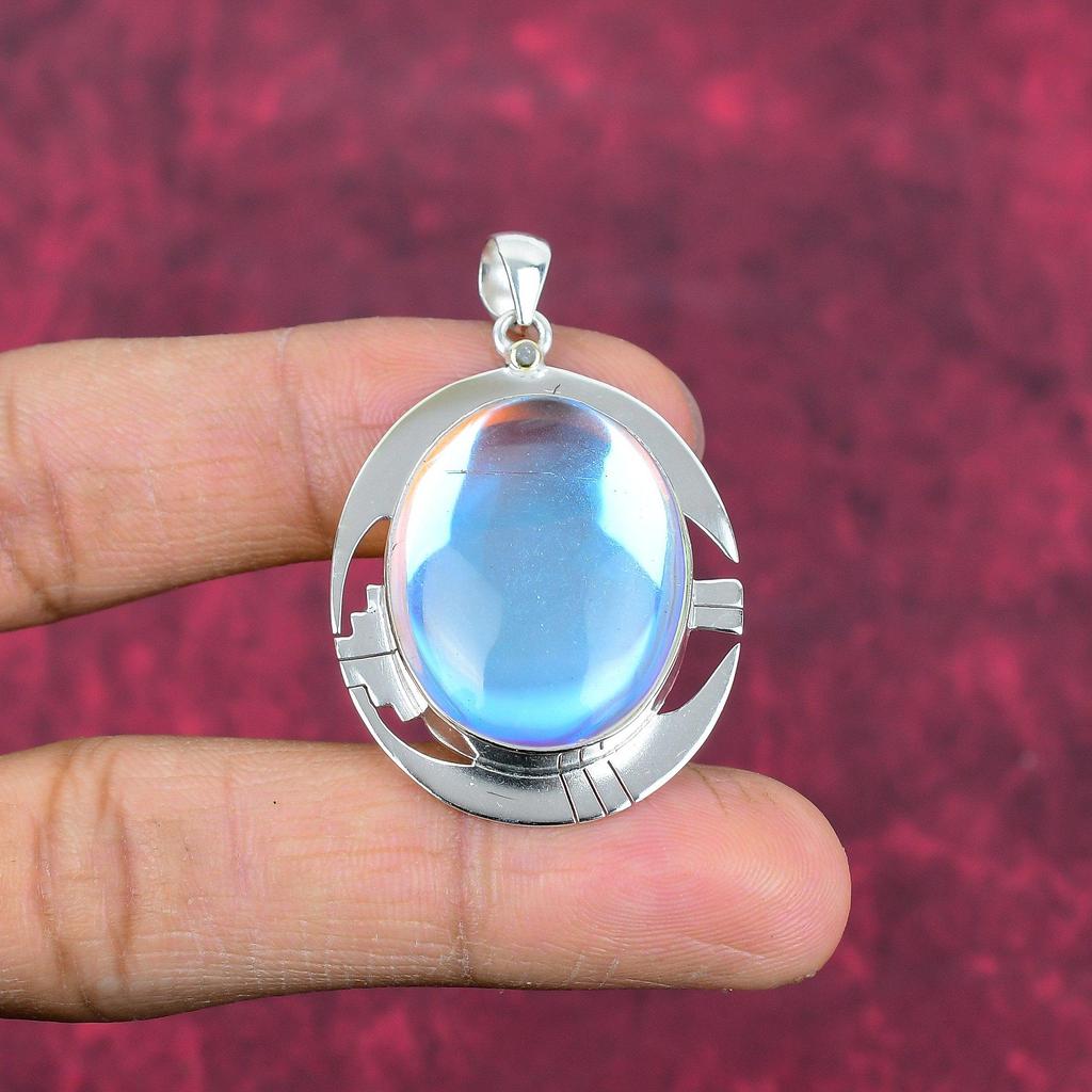 Mystic Topaz 925 Solid Sterling Silver Pendant, Handmade Gemstone Jewelry Pendant, For Memorial Day