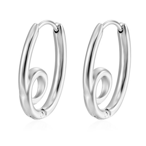 Light luxury high-end temperament versatile U-shaped circle earrings fashionable simple retro geometric ear buckle earrings