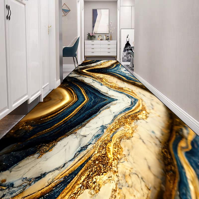 Alfombra Dorada de Lujo para Pasillo Largo Alfombras de Decoración para Vestíbulo de Hotel de Alta Gama Alfombra Pasillo Escaleras Alfombrilla Antideslizante para Cocina
