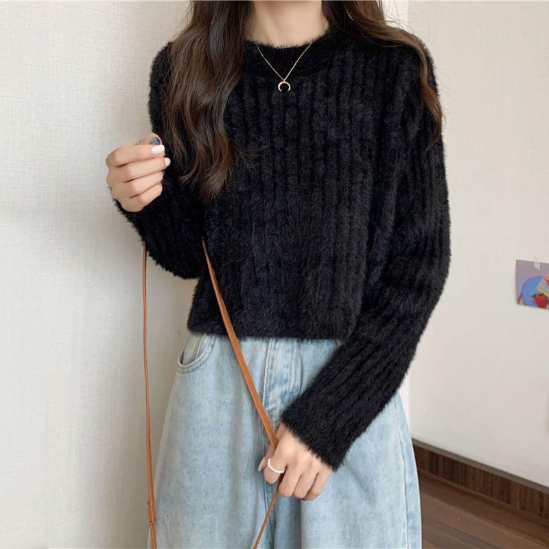 Early Spring Mink Sweater for Women Autumn and Winter Short Thickened Warm Pullover Sweater Ins Jumpers