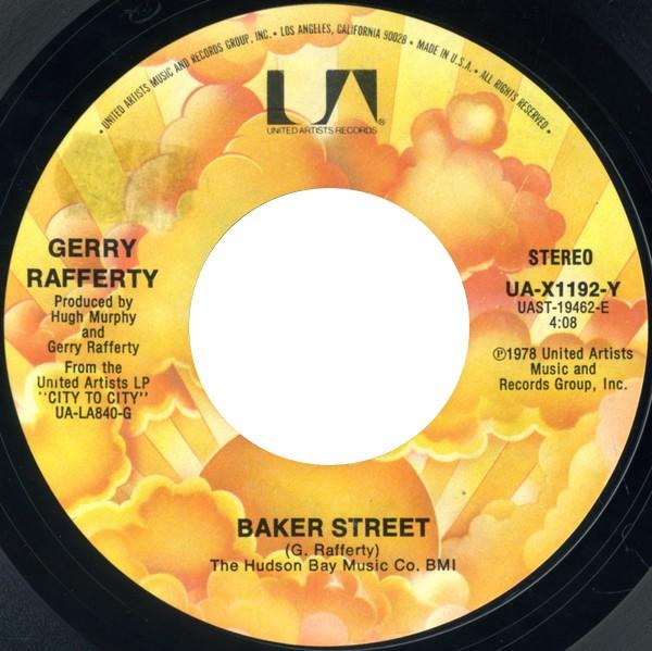 

7inch Record GERRY RAFFERTY - Baker Street UAX1192Y United Artists 1978 US Rock Used