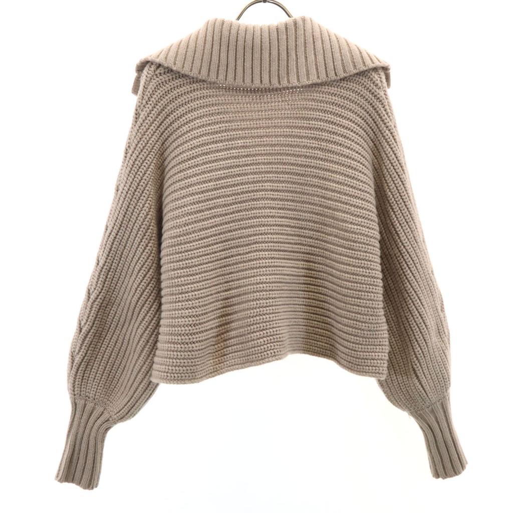 Zara Pulover cu mânecă lungă, guler tip skipper, lungime scurtă S Bej maro tricotat Femei Folosit