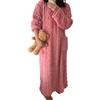 Women's Flannel Nightgown Fuzzy Fleece Sleepdress Loose Crew Neck Long Nightdress with Pockets Cozy Plush Warm Winter Pullover Loungewear
