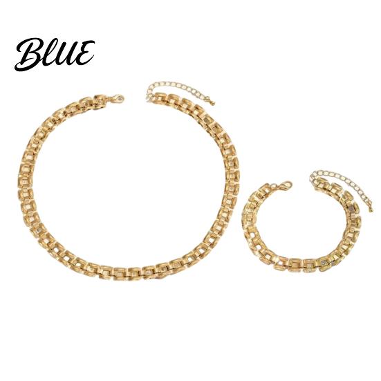 Fade Resistant Jewelry Set 2Pcs/Set Women Set Adjustable Length Cuban