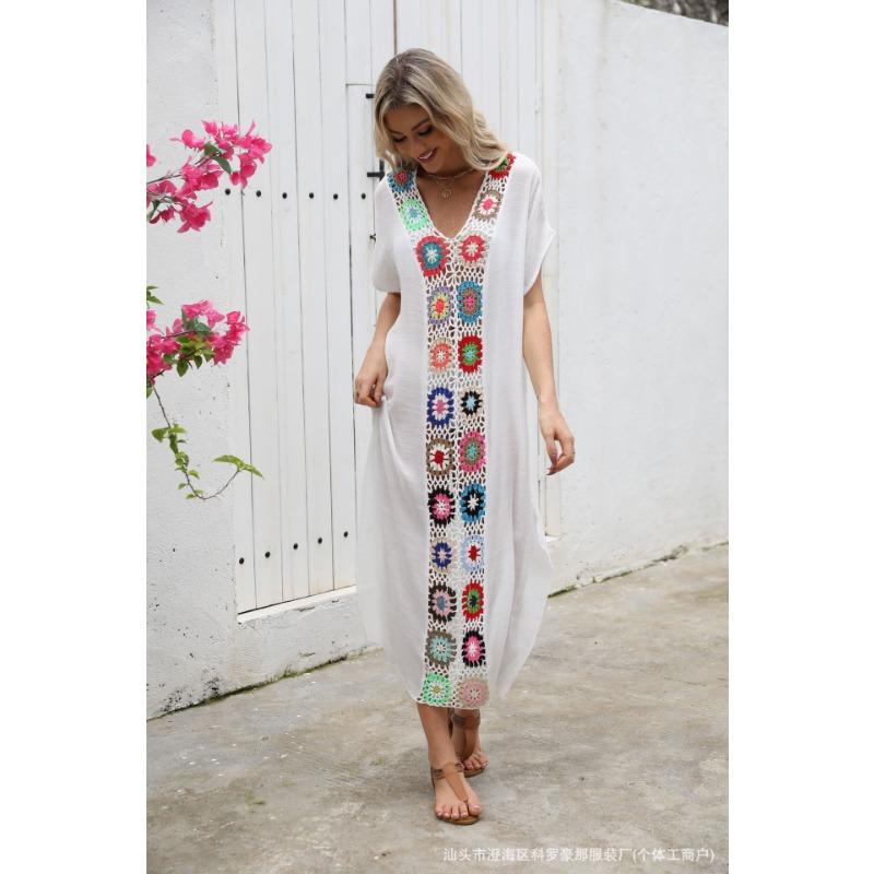 Hand Hook Dress, Slit Sexy Long Skirt, Long Robe, Beach Cover Skirt