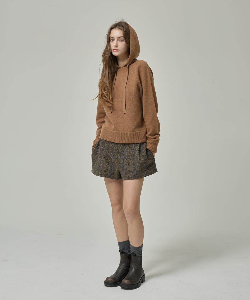 Lapineatteullie Premium Cashmere Knit Hoodie Camel