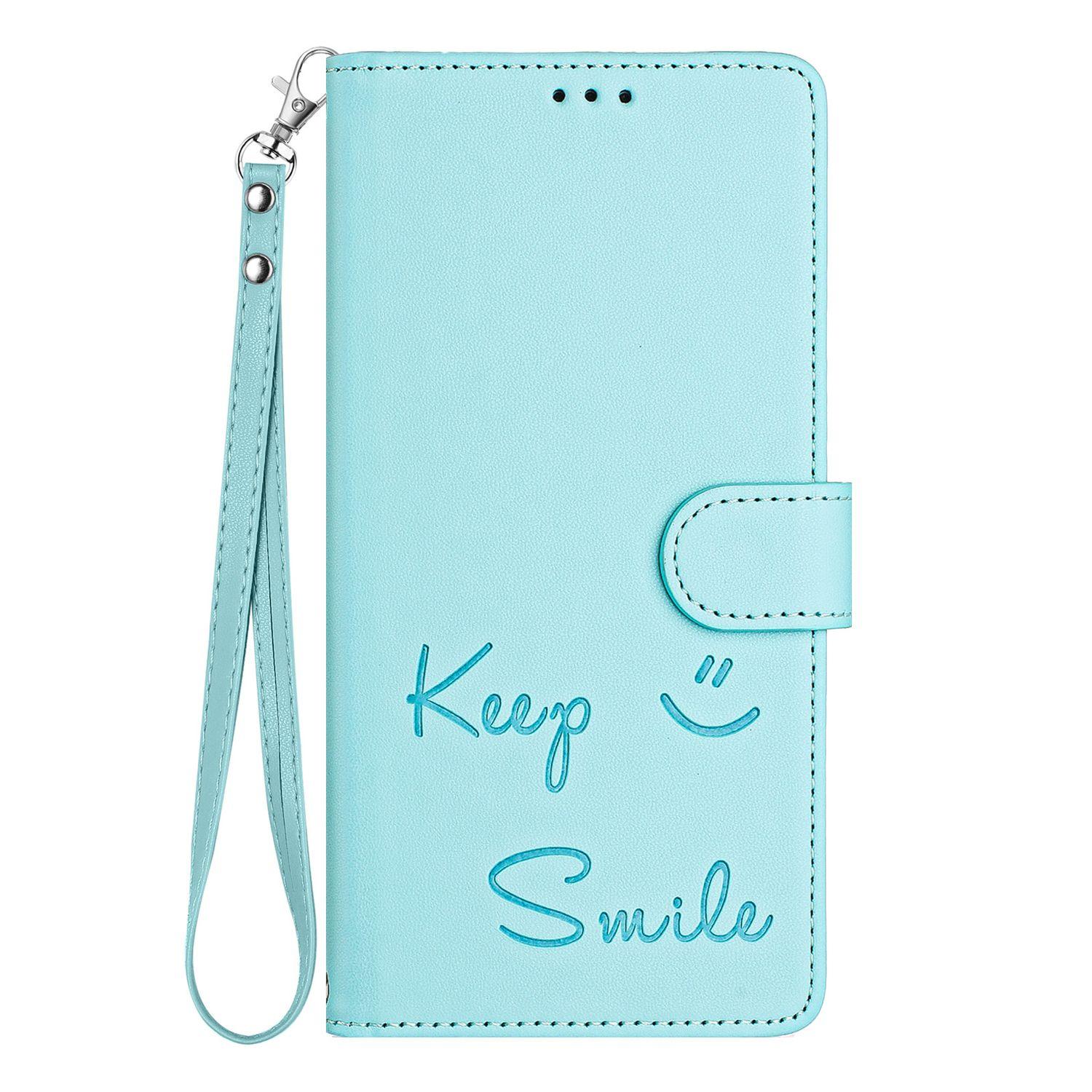 

Leather Wallet Flip Case For iPhone 17 16 15 14 13 12 11 Pro Max Air 8 7 Plus X XS XR SE 2020 2022 16e 17e Keep Smile Embossed Design with Wrist Strap iPhone SE (2022) м ятний