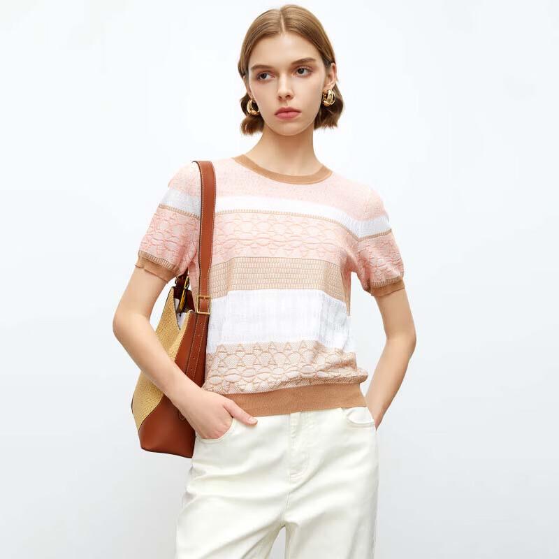 JESSIE Women's Striped Lyocell Short-Sleeve Knit Top