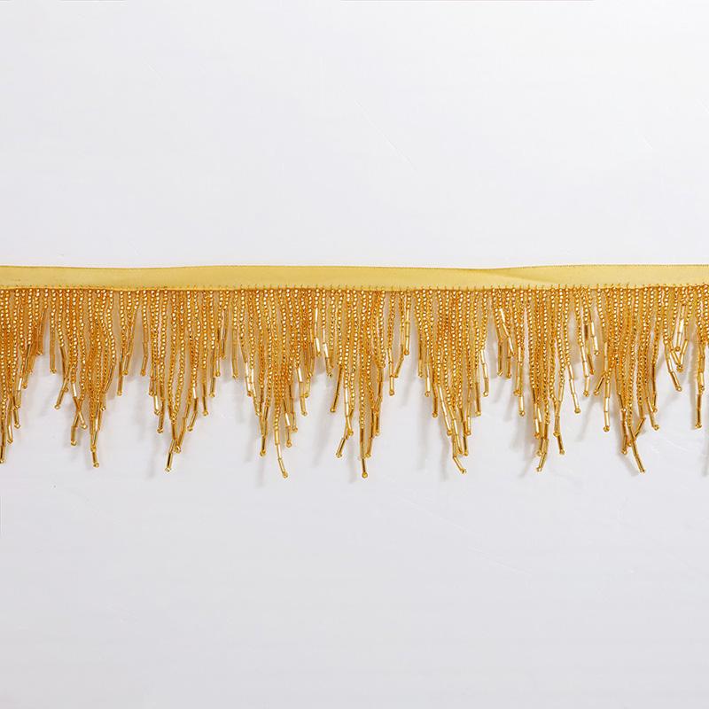 2/1 Yards Golden Silver Crystal Pendant Beaded Fringe Lace Rhinestone Tassel DIY Clothing Fabric Accessories Curtain Lamp Trim 