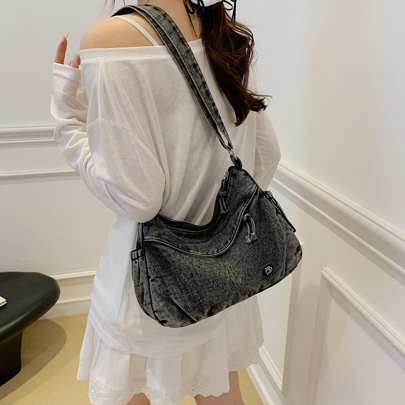 Torba Jeansowa Damska Torba Crossbody Duża Pojemność Dojazdy Torba na Ramię