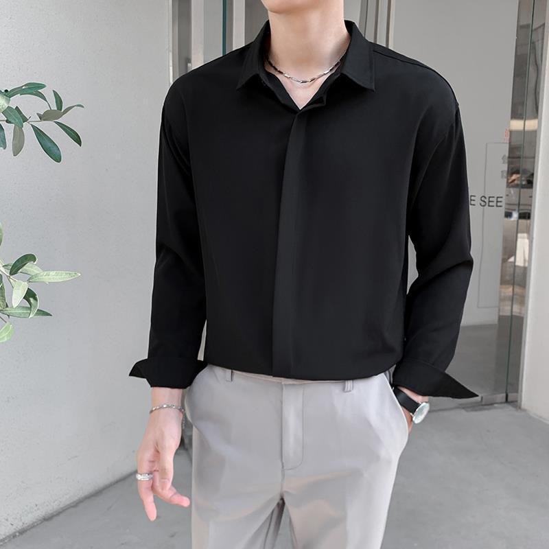 Men's Wind-Free Ice Silk Long-Sleeve Casual Shirt - Lightweight, Wrinkle-Resistant, Stylish Summer Top