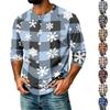 Men's Casual Shirt with Raglan Three-Quarter Length Sleeves Christmas Print Pullover