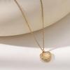18K Gold Cat's Eye Heart Necklace - Women's Stainless Steel Heart Pendant Clavicle Chain