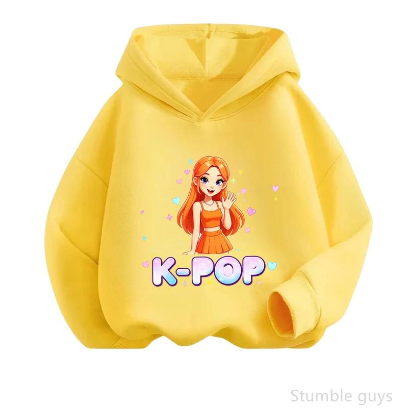 High Quality Kpop Printed Hoodie Boys Girls Spring Autumn Anime Long Sleeve Hooded Sweatshirt Durable Casual Outerwear