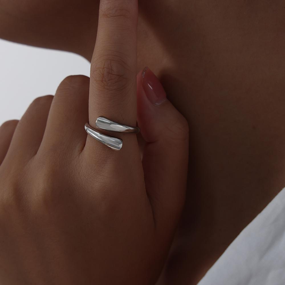 316L Stainless Steel Rings For Women 18k Gold Plated Waterproof Non Tarnish Simple Geometric Women's Opening Ring Woman Jewelry