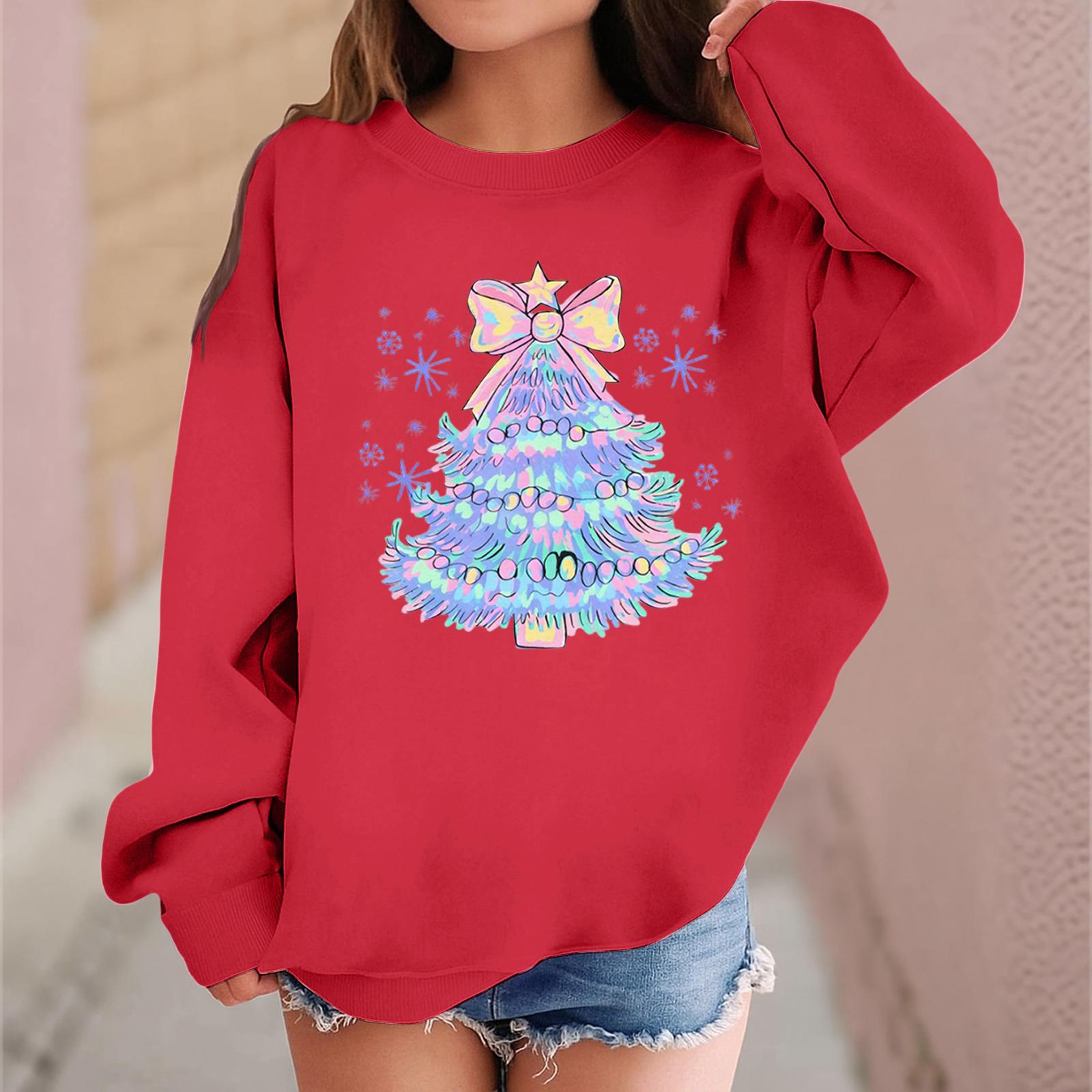 Детский модный повседневный пуловер с длинными рукавами и свободного кроя с рождественским принтом 160 1680₽