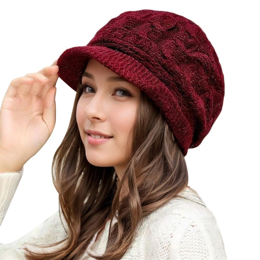 

Ear Protection Knitting Cap Wool Ski Cap Casual Women s Winter Beret Outdoor вино красного
