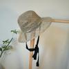 Japanese Retro Cute Hollow Hand-Woven Straw Pot Hat Women'S Summer Versatile Bucket Hat Sun Protection Lace-Up Straw Hat