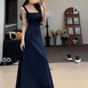 #Ice Silk Threaded, French Temperament Vest Skirt Slim-fitting Summer Waist Thin Square Neck Sleeveless
