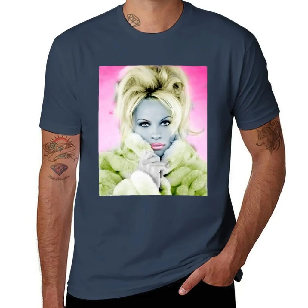 Pamela Anderson T-Shirt Animal Prinfor Boys New Edition Anime Clothes Mens Cotton T Shirts