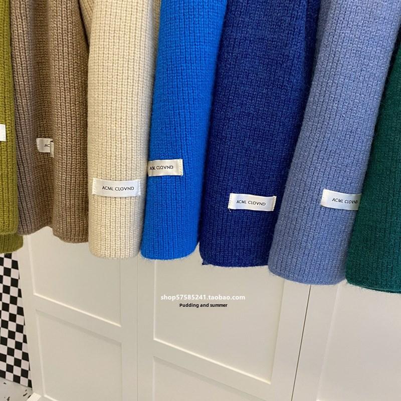 Solid Color Scarf Knitted Scarf for Women Korean Winter New Couple's Men's and Women's Style