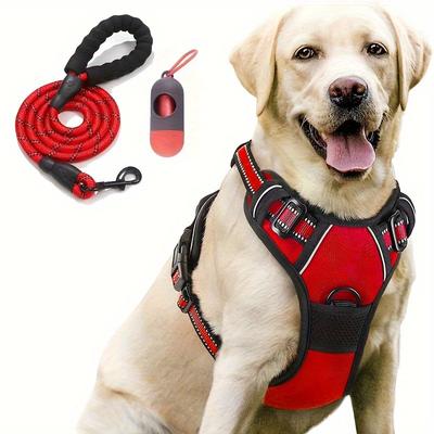 3 Pcs/set Anti-Escape Dog Harness With Dog Leash And Poop Bag Dispenser Pet Supplies