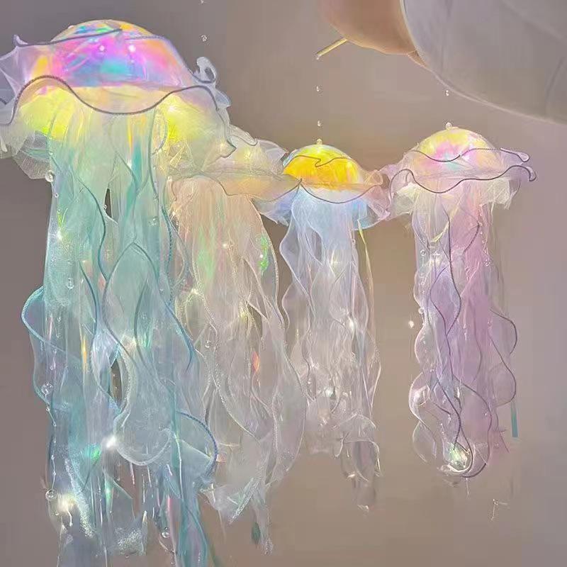 2025 Mid-Autumn Festival Luminous Jellyfish Lantern DIY Kit: Portable Handmade Colored Flower Lantern for Children