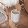 Nordic Style High Foot Trash Can with Creative Push Lid for Living Room, Toilet, and Kitchen - Imitation Wood Grain Design