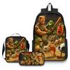 Printed Backpack Wooden Stick Man Shanhaijing School Bag Pencil Case