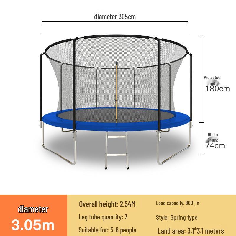 Indoor/Outdoor Kids Fitness Trampoline - Large Round Bouncing Bed for Home and Commercial Use