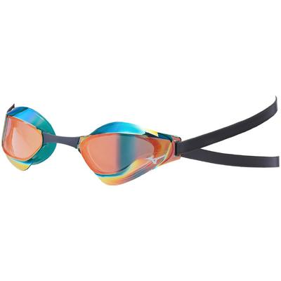 Mizuno GX SONIC EYE Schwimmbrille Gebogene Linse Grün mit Schatten Unisex Brille, J-Form, (Renntyp), N3JEC691, Spiegel,