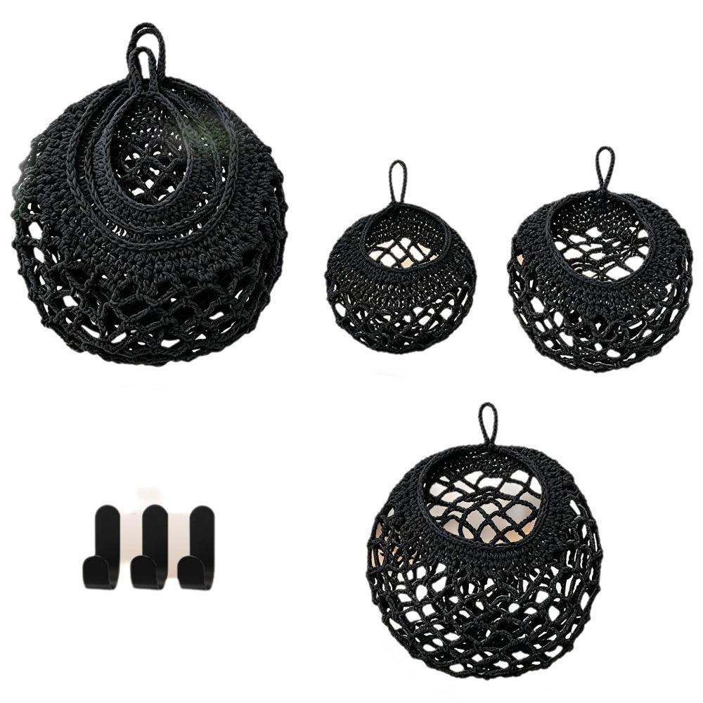 3Pcs/Set Teardrop Shape Wall Hanging Basket Breathable Lattice Vegetable Woven Basket Living Room
