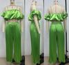 Elegant 25th Anniversary Strapless Pleated Long Pants Set In Solid Color