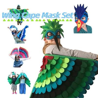 Tessuto di Feltro Costume di Halloween per Bambini Set Ali d'Uccello Mantello Maschera Mantello di Halloween con Maschera Bambini