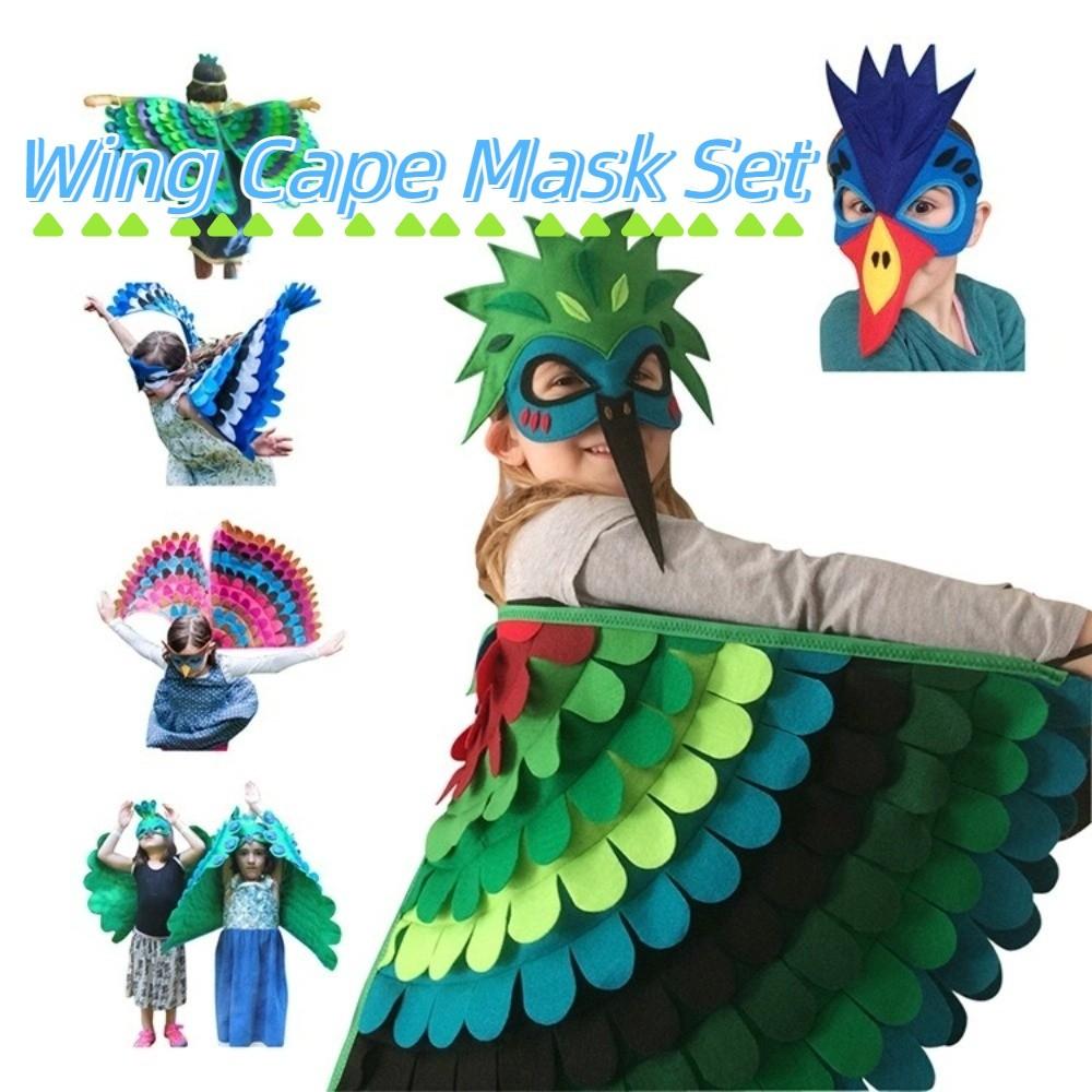 Bird Wings Halloween Cloak with Mask Felt Cloth Cape Mask Set  Stage Performance
