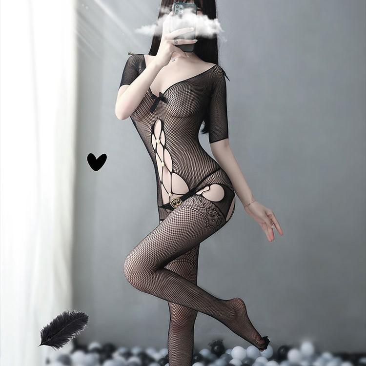 New sexy underwear uniform temptation backless open gear free perspective stockings mesh socks sexy one-piece mesh