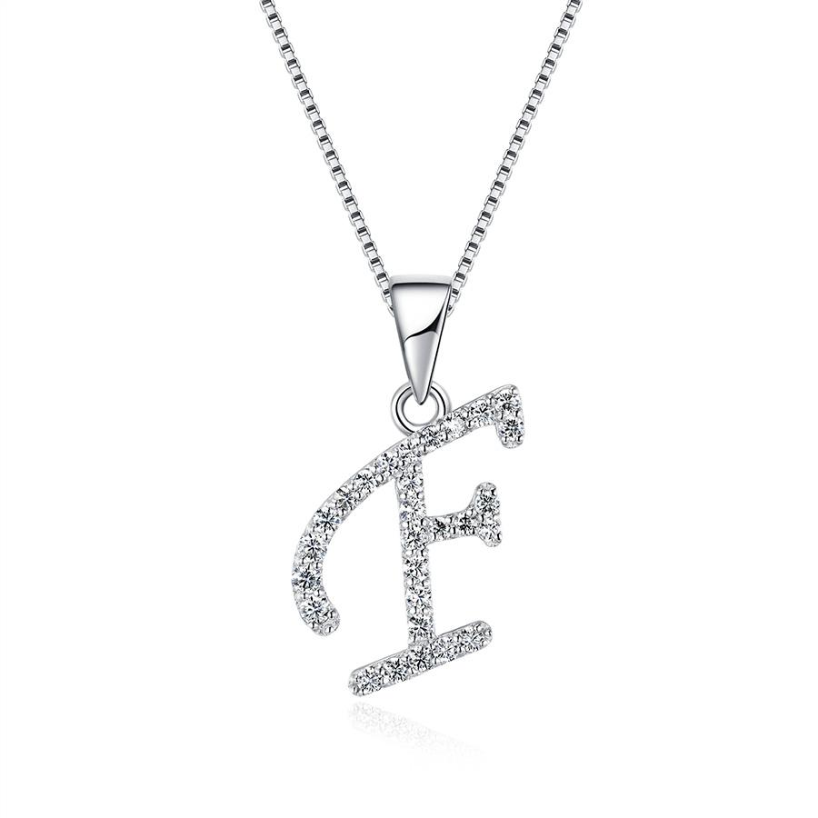 

Муассанит Буква F Серебро 925 пробы Покрытый белым золотом Подвеска Ледяное ожерелье белый