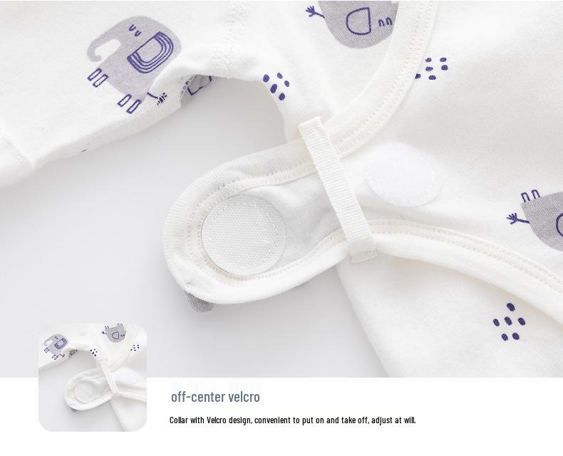 Newborn Boneless Pure Cotton Velcro Half-Back Pajamas - Spring/Autumn Style Baby Top
