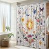 1Pc Sun And Moon Shower Curtain With Floral And Butterfly Design, Polyester Fabric, Bathroom Decoration, Included 12 Hooks,