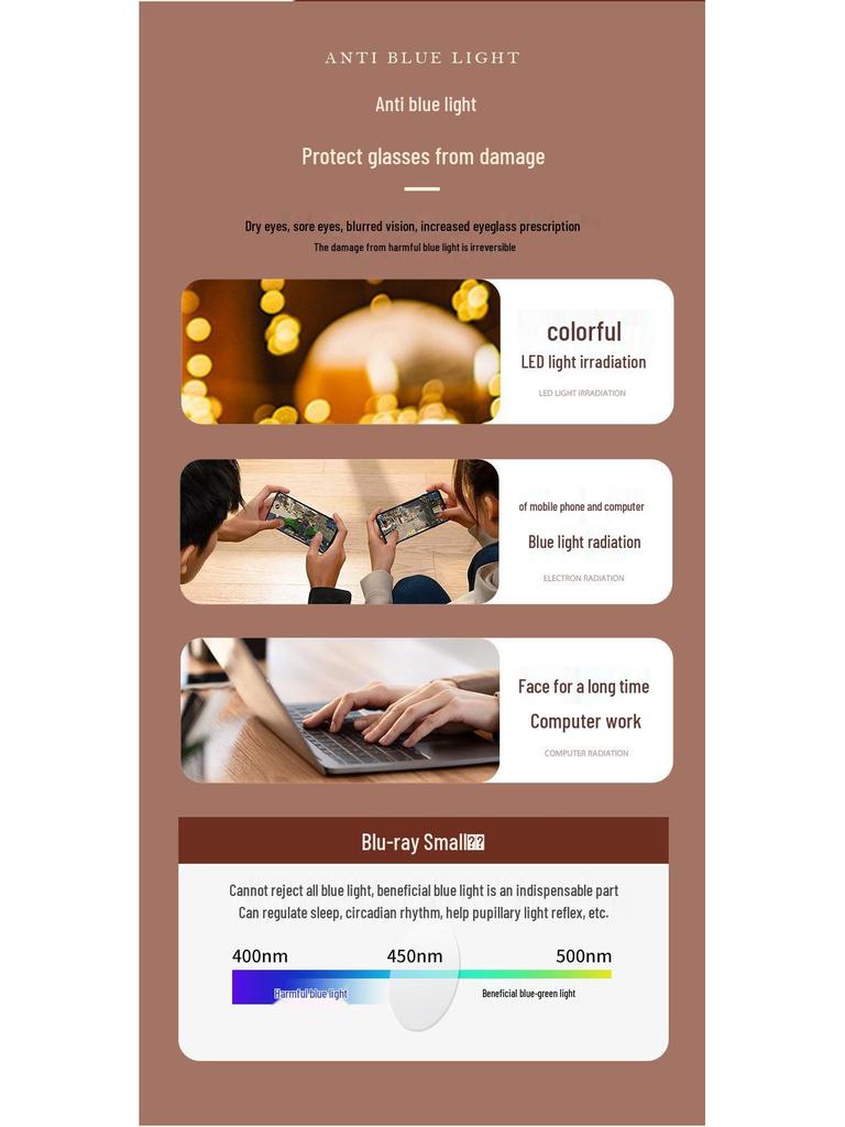 Women's Rimless Anti-Blue Light Myopia Glasses with Photosensitive Color-Changing and Star Design - Large Frame