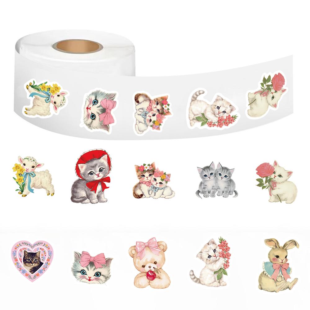 500PCS Kawaii Vintage Animals Clipart Stickers Aesthetic Y2k Fashion Laptop Luggage Phone Motorcycle Skateboard Graffiti Sticker